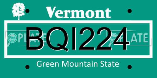 BQI224 Vermont License Plate