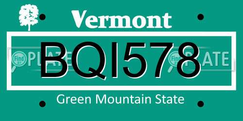 BQI578 Vermont License Plate