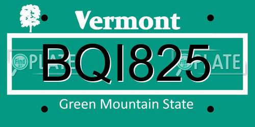 BQI825 Vermont License Plate