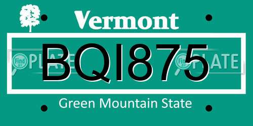 BQI875 Vermont License Plate