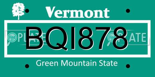 BQI878 Vermont License Plate