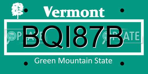 BQI87B Vermont License Plate