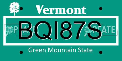 BQI87S Vermont License Plate