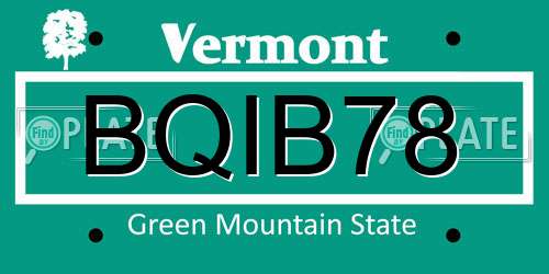 BQIB78 Vermont License Plate