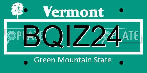 BQIZ24 Vermont License Plate