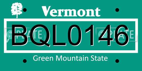 BQL0146 Vermont License Plate