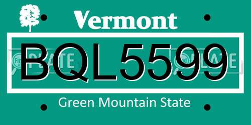 BQL5599 Vermont License Plate