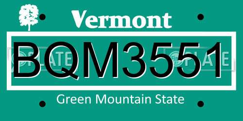BQM3551 Vermont License Plate