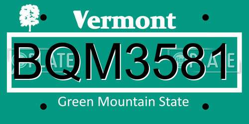 BQM3581 Vermont License Plate