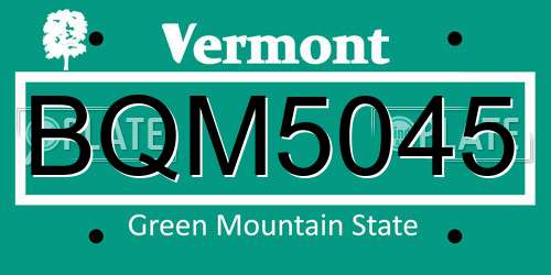 BQM5045 Vermont License Plate