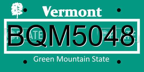 BQM5048 Vermont License Plate