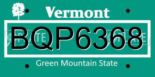 BQP6368 Vermont License Plate