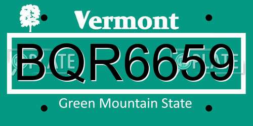 BQR6659 Vermont License Plate