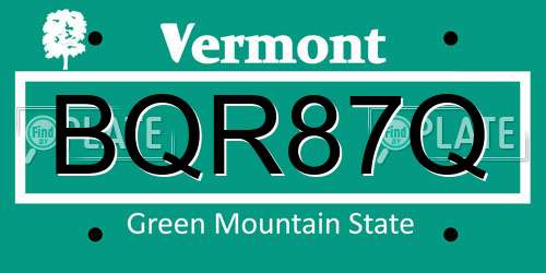 BQR87Q Vermont License Plate