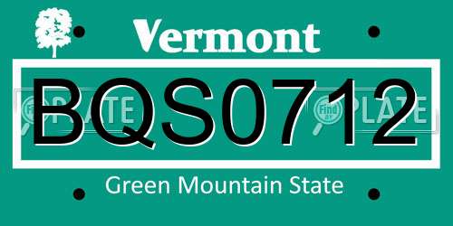 BQS0712 Vermont License Plate