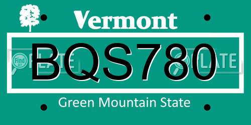 BQS780 Vermont License Plate