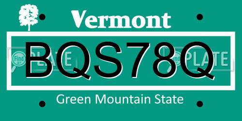 BQS78Q Vermont License Plate