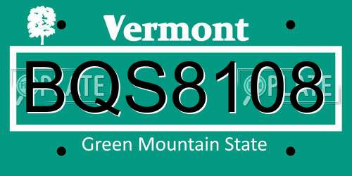 BQS8108 Vermont License Plate