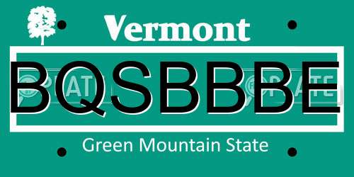 BQSBBBE Vermont License Plate