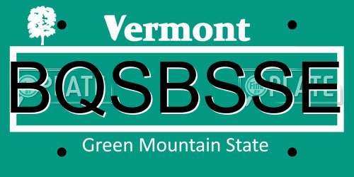 BQSBSSE Vermont License Plate