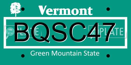 BQSC47 Vermont License Plate
