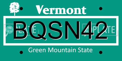 BQSN42 Vermont License Plate