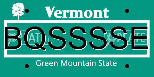 BQSSSSE Vermont License Plate