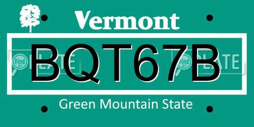 BQT67B Vermont License Plate