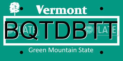 BQTDBTT Vermont License Plate