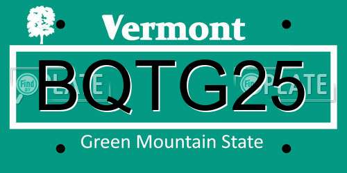 BQTG25 Vermont License Plate