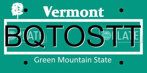 BQTOSTT Vermont License Plate