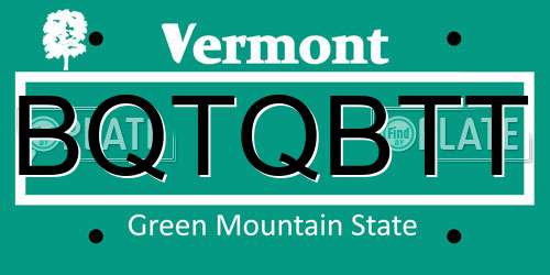 BQTQBTT Vermont License Plate