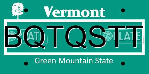 BQTQSTT Vermont License Plate