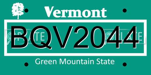 BQV2044 Vermont License Plate