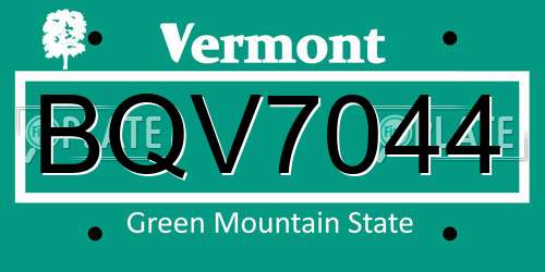 BQV7044 Vermont License Plate