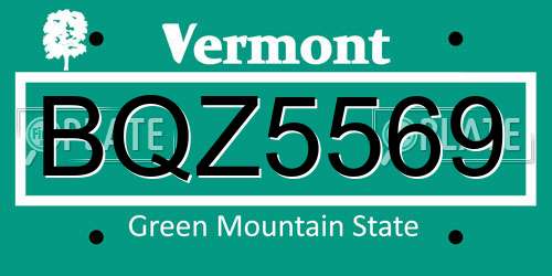 BQZ5569 Vermont License Plate