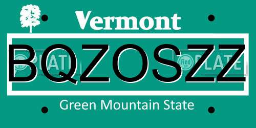 BQZOSZZ Vermont License Plate