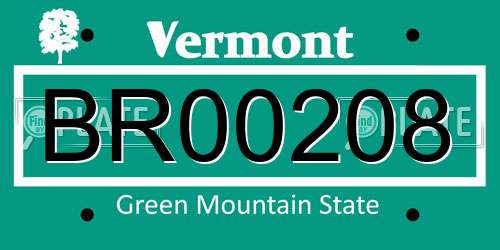 BR00208 Vermont License Plate