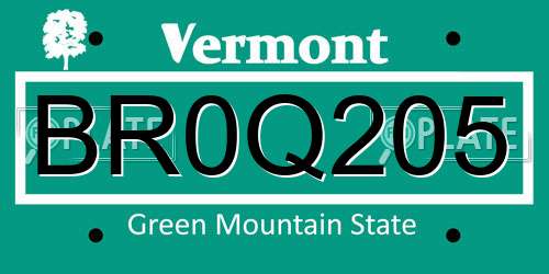 BR0Q205 Vermont License Plate