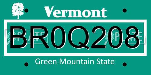 BR0Q208 Vermont License Plate
