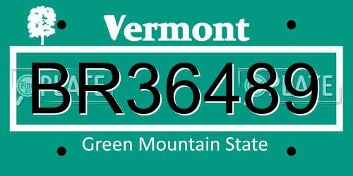 BR36489 Vermont License Plate