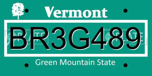 BR3G489 Vermont License Plate