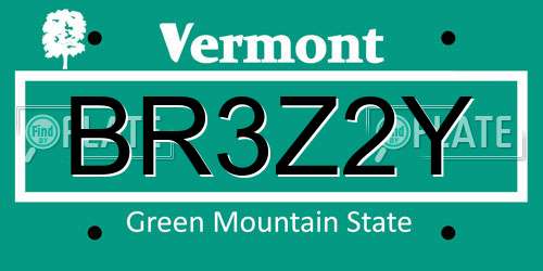 BR3Z2Y Vermont License Plate
