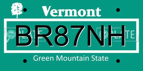 BR87NH Vermont License Plate
