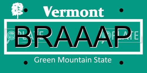 BRAAAP Vermont License Plate