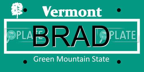 BRAD Vermont License Plate