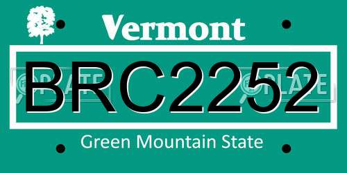 BRC2252 Vermont License Plate