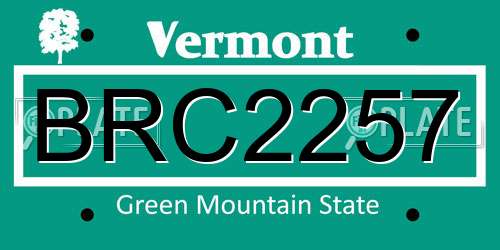 BRC2257 Vermont License Plate