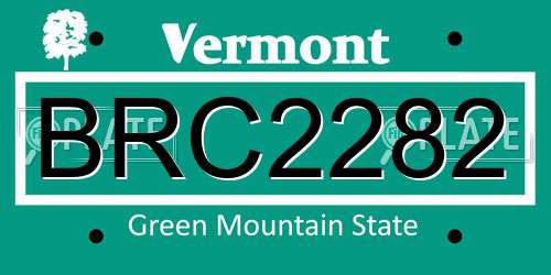 BRC2282 Vermont License Plate