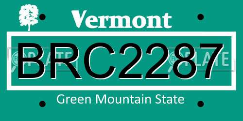 BRC2287 Vermont License Plate